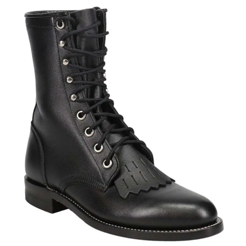Black Western Boots size 8.5 D Toddler Boots NWOT Lace up Riding Kids - Picture 1 of 8